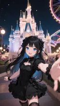 黒髪娘💕ねぇねぇ次はお城行こう💕早く早くパパ遅いよぉ❤️ — りゆさんのAIイラスト