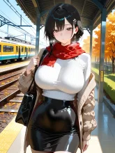 首元にスカーフ
