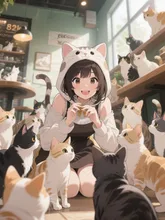 猫好きの少女による猫タイム。