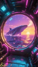潜水艦からの夕日
