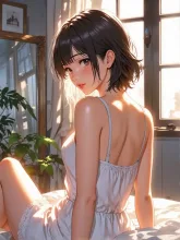 キャミソール着て振り向きな紅夜さん — 紅夜さんのAIイラスト