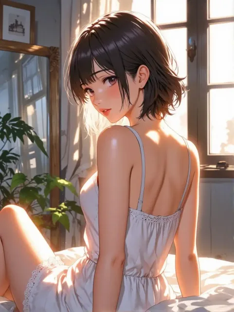 キャミソール着て振り向きな紅夜さん