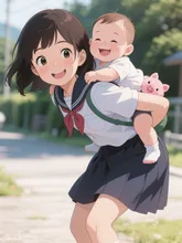 小学生の姉が私をおんぶしてあやしてくれた