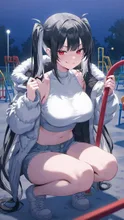 🛝夜の公園でツインテちゃんに絡まれる図🌙 — 布武さんのAIイラスト