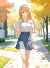 秋の歩道をお散歩♪