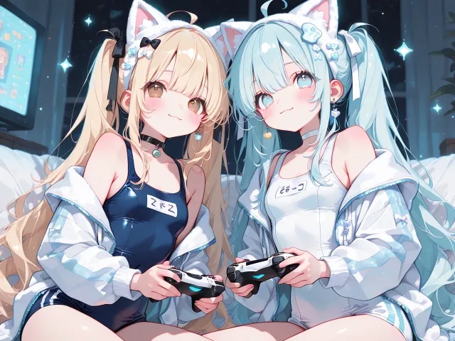 夜は一緒にゲーム三昧
