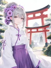 紫色と鳥居