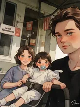 娘の初電車　何故かハーフ顔になる父