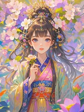 An Asian Young Woman in Oriental Garb