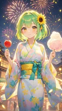 りんご飴 — ゆるりの＊（YururinoさんのAIイラスト