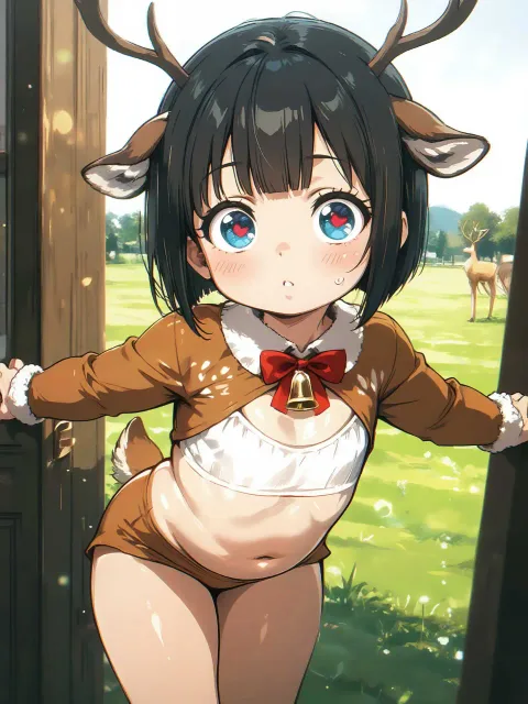 A girl and three deer - 奈良の鹿