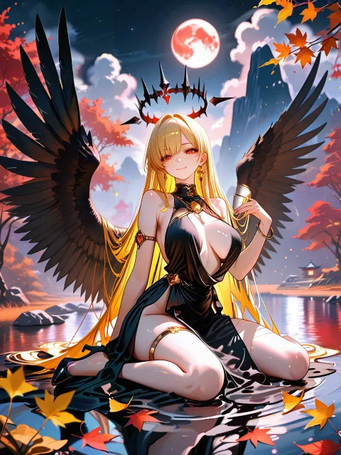 photorealistic、1girl、solo - 天使 vs 悪魔