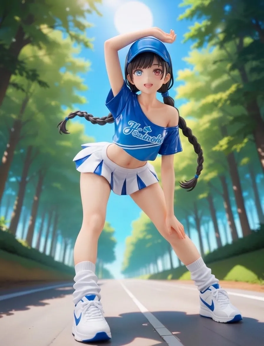 みつ編みツインテールのチアガール！…フィギュア…黒