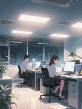 残業中のふたり②（2pictures）