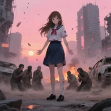 女子高生が未来（ディストピア）にタイムスリップ,生き残った人類に救世主だと誤解される