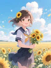 向日葵畑の少女·夏空とひまわり の投稿作品
