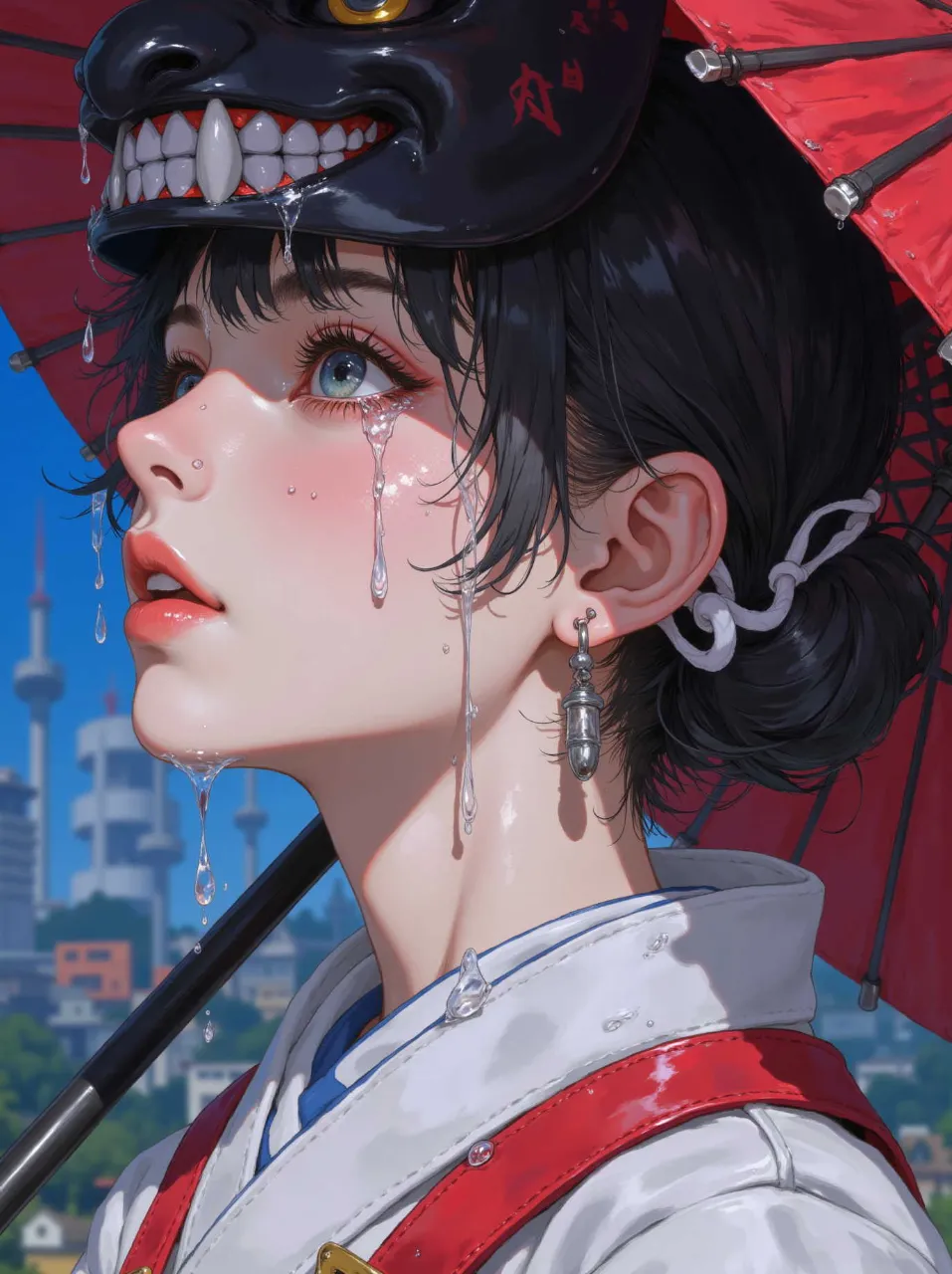 鬼に流るる雨。
