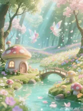 春の柔らかな光に包まれた幻想的な妖精の国 — mamamiさんのAIイラスト