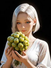 さくらんぼを見つめる女性🍒 — 写実イラストのAIイラスト｜SUPPART