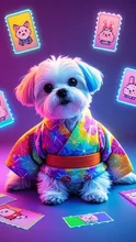 浴衣着るマルチーズの子犬