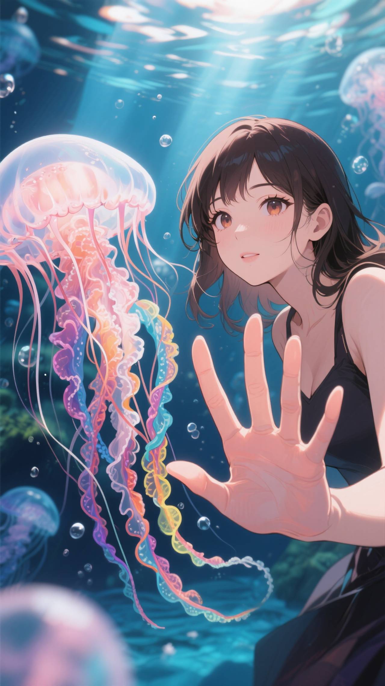 きれいなクラゲ、美味しそう。　お腹すいたの？