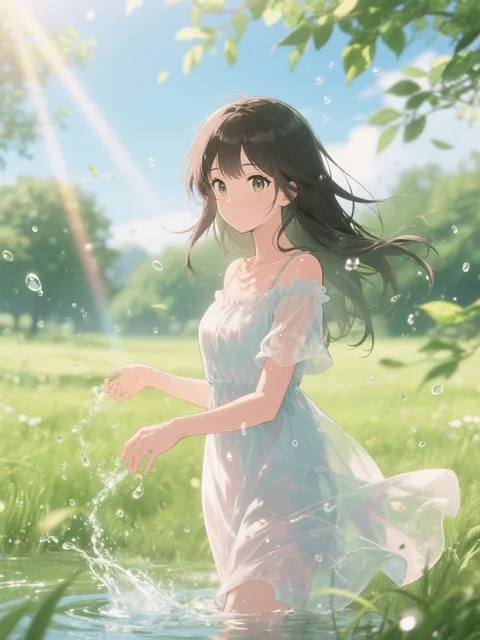 a beautiful anime girl in… - 初夏のひととき