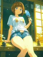 残暑見舞い·うちわ揺れる縁側 の投稿作品