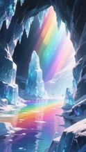 氷の洞窟の虹