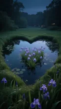 花菖蒲の咲く池