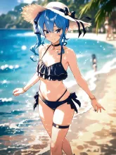 海辺を散歩中のすいちゃん