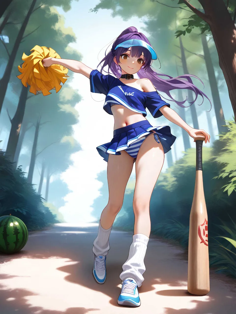 今日を頑張る人も、今日は頑張らない人も、みんなを応援したい、スイカとバットとチアガール！…紫
