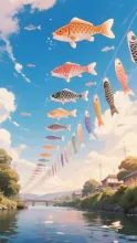 空に泳ぐ鯉のぼり