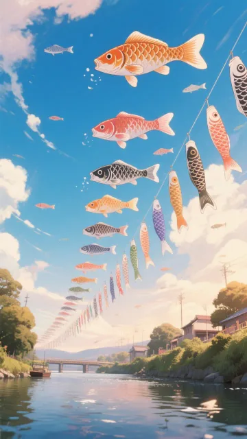 空に泳ぐ鯉のぼり