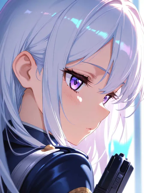 警察官の制服を着た女性キャラクターが