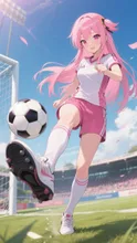 ピンク髪娘💕リフティング勝負？良いよ❤️