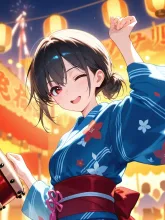 盆踊りの浴衣美人
