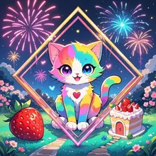 虹色子猫 いちご ケーキの家