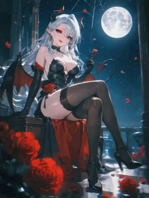美しい若い女性、小悪魔、サキュバス、セクシーな服装 - 天使 vs 悪魔
