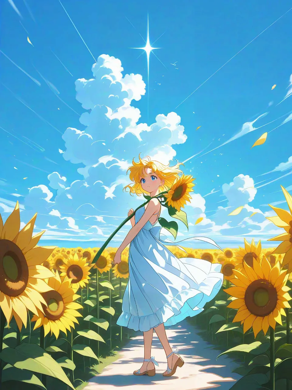 向日葵と少女
