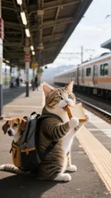 間に合ったにゃ — 駅イラストのAIイラスト|SUPPART
