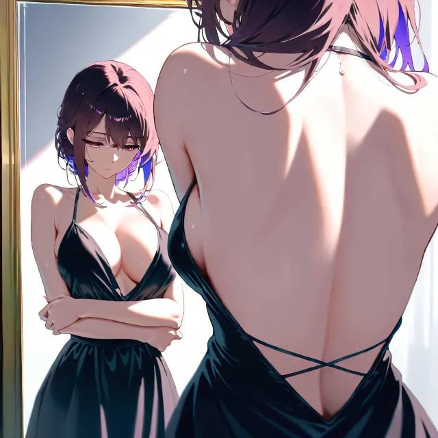 背中が大きく開いた服の色っぽい成年女性 - 背中全部