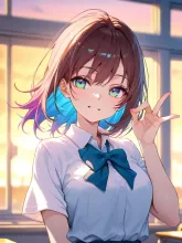 放課後の制服少女·夏の夕暮れの教室 の投稿作品