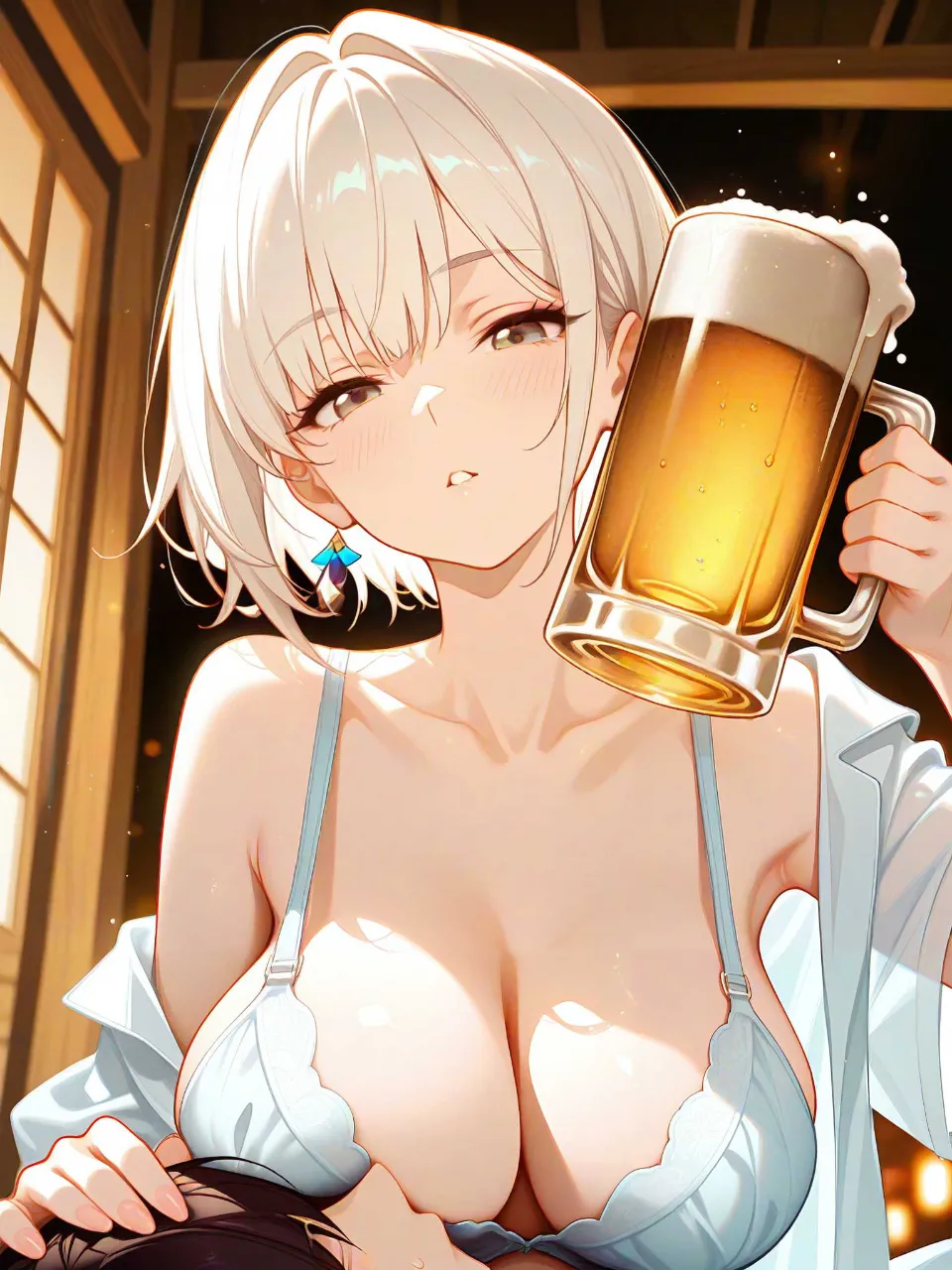 失恋してお酒を飲むお姉さん