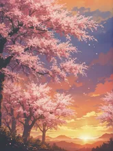 夕焼けと桜