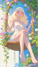 Flower swing in the morning mist