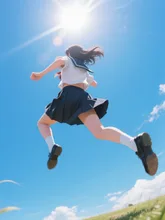 in the blue sky.