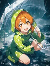 水玉レインコート — りあさんのAIイラスト