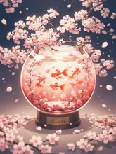 春の金魚鉢