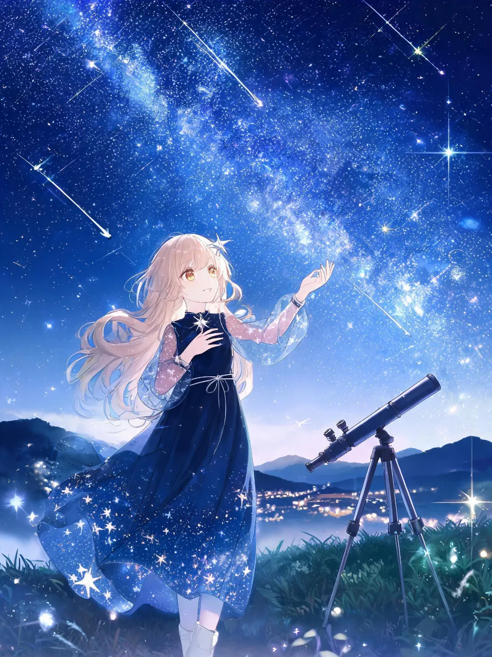 天体観測の陽子。 — 明日菜賛太郎さんのAIイラスト