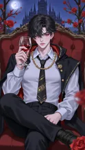 真紅の薔薇に咲く、月下の黒曜 — EverettさんのAIイラスト